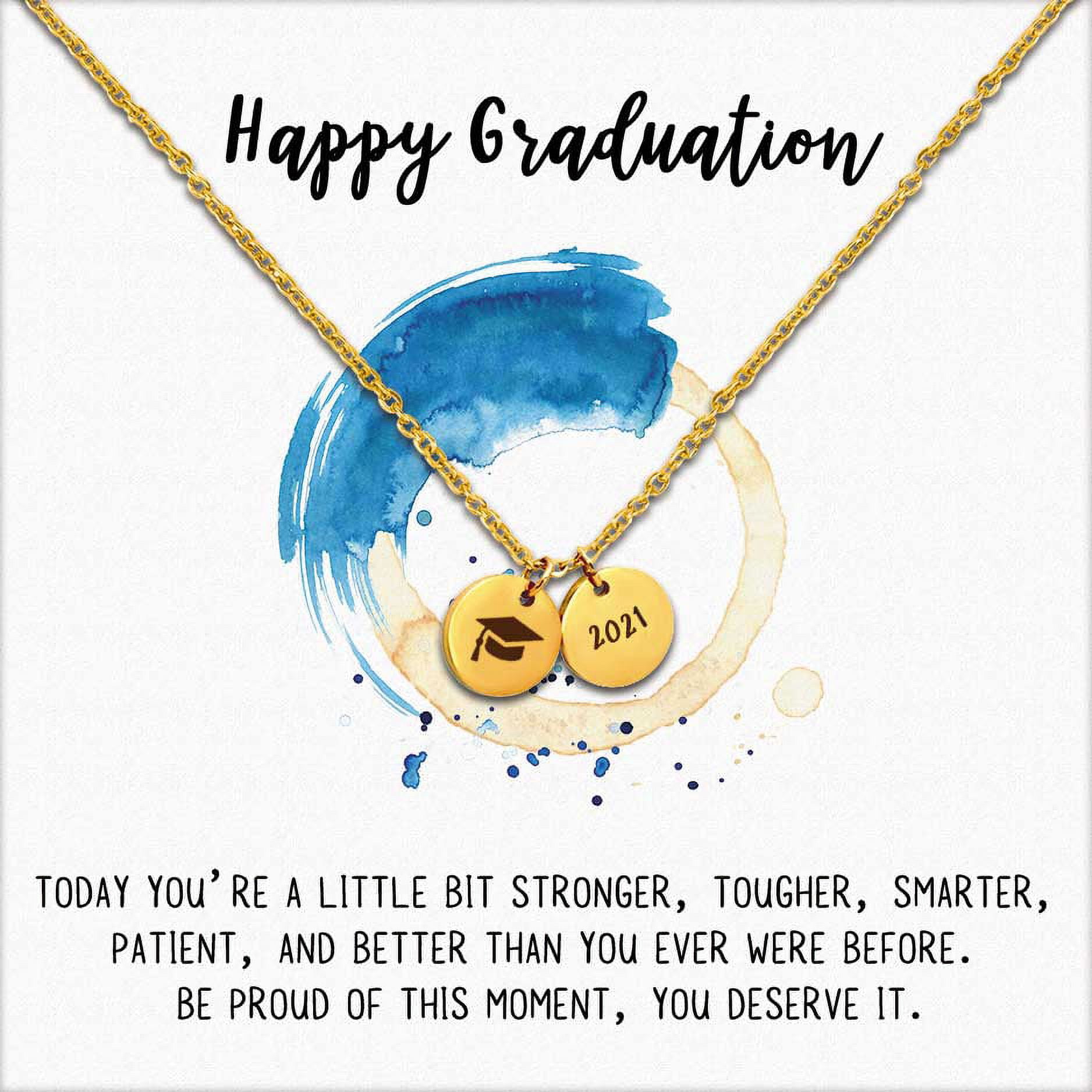 Anavia Graduation Gift for Her - 2021 College Graduation Gifts for Friend - Stainless Steel Engraved Bachelor Cap Necklace - Happy Graduation Gift for Daughter
