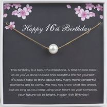 Anavia Happy 16th Birthday Gift for Sister Friends, 925 Sterling Silver Pearl Necklace Birthday Gift for 16 Year Old Girl-[White Pearl   Gold Chain]