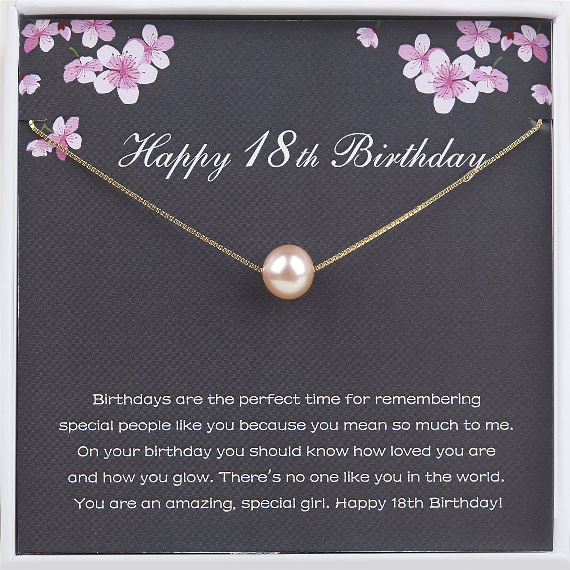 Anavia Happy 18th Birthday for Girls, Pearl Necklace Birthday Gift for 18 Year Old Girl-[Pink Pearl + Silver Chain] - Walmart.com