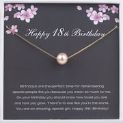 Anavia Happy 18th Birthday for Girls, Pearl Necklace Birthday Gift for 18 Year Old Girl-[Pink Pearl + Gold Chain]