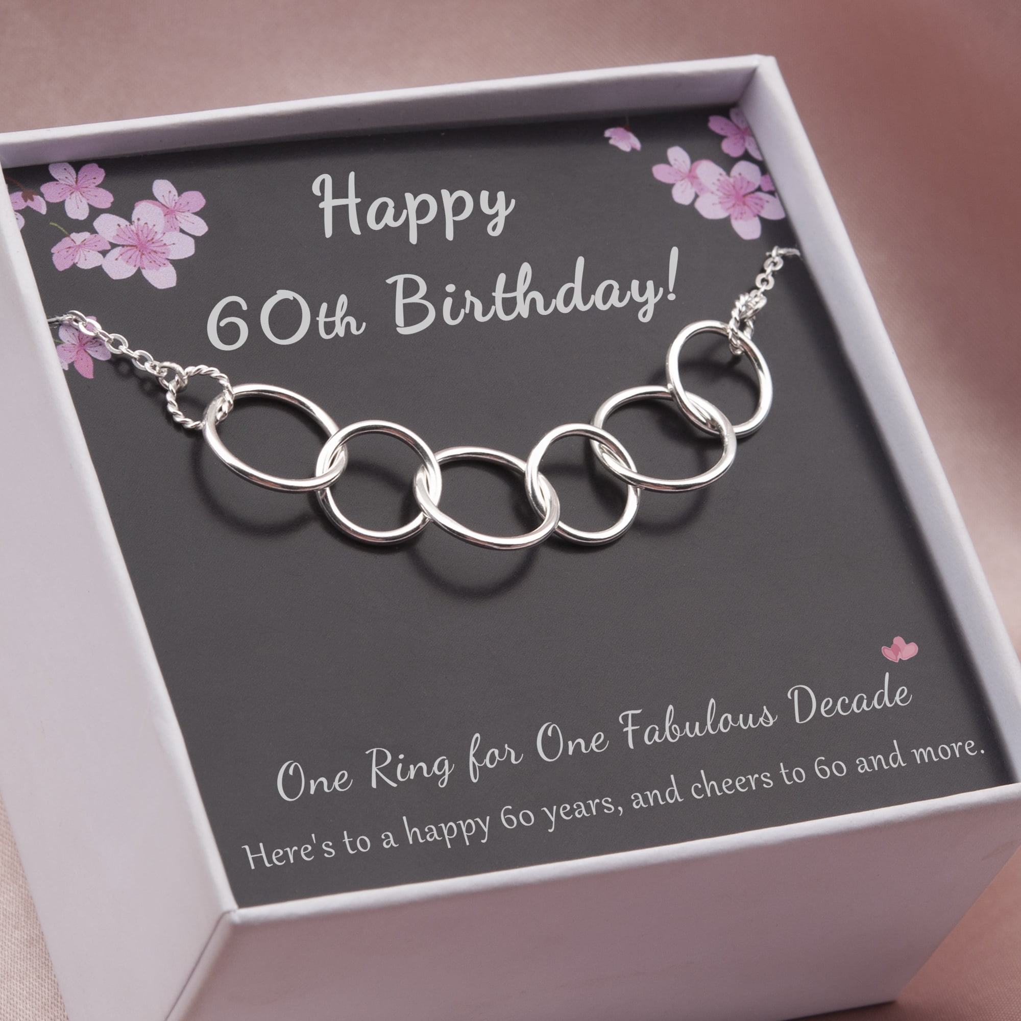 Anavia Happy 60th Birthday Gifts for Women,925 Sterling Silver Necklace, Gifts for mom sixtieth birthday ideas -[6 Regular Circles, No Custom]