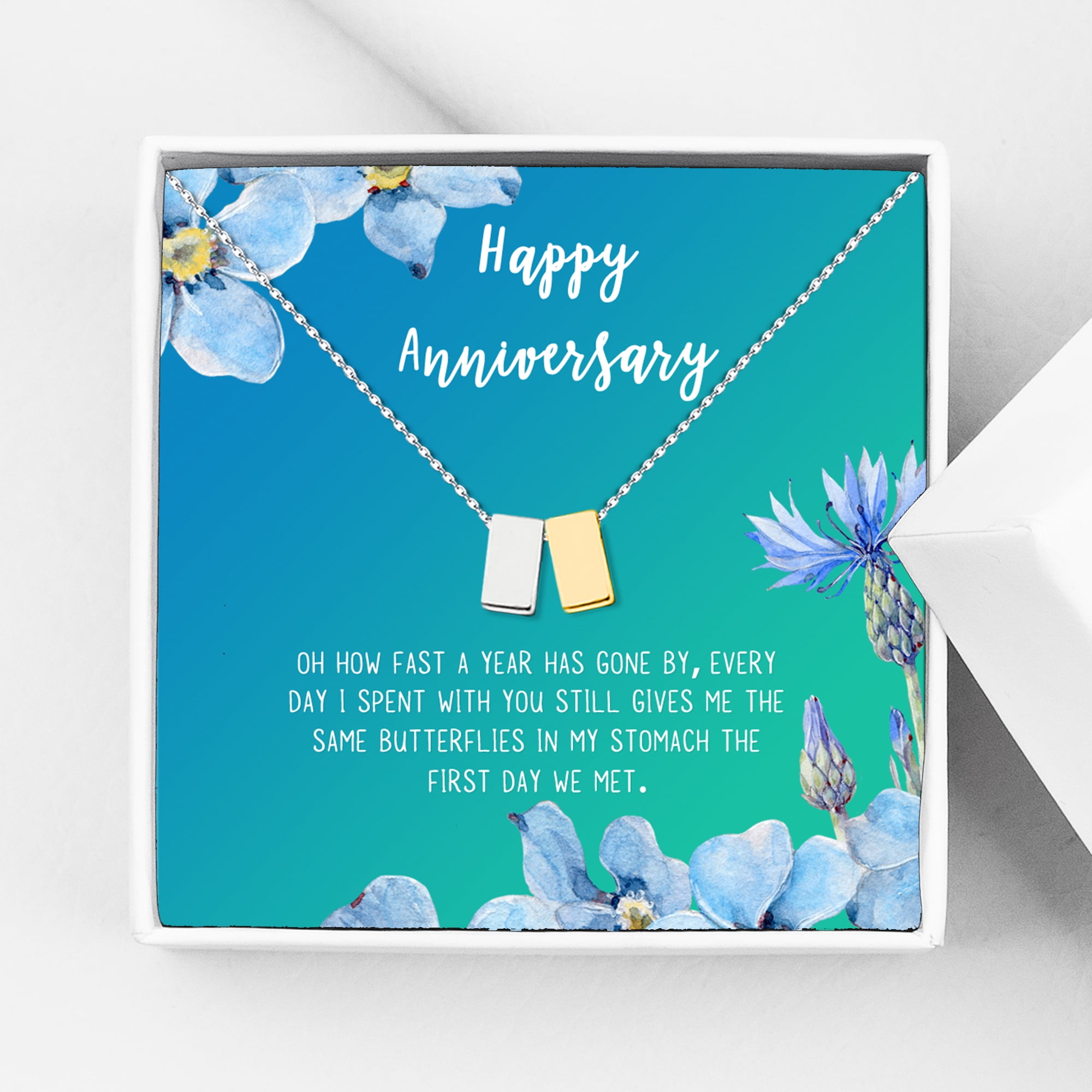 Anavia Happy Anniversary Gift Necklace,Wedding Anniversary Gift for  Wife,Express Love Card Jewelry Gift-[Silver and Gold Double Cube,  Blue-Orange Gift Card] - Yahoo Shopping