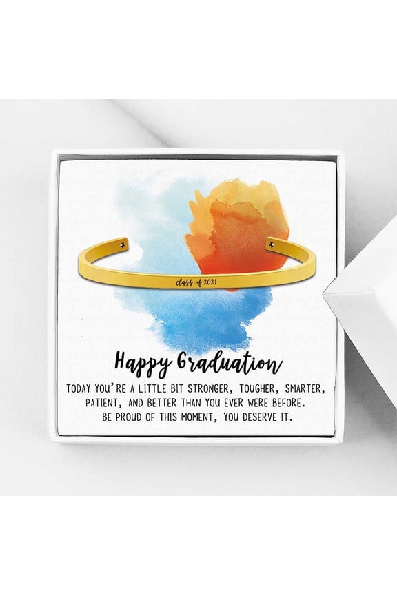Happy Graduation Gift for Best Friend - Class of 2021 College Graduation Gift for Friend - Stainless Steel Bangle Gift