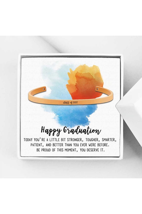 Happy Graduation Gift for Best Friend - Class of 2021 College Graduation Gift for Friend - Stainless Steel Bangle Gift