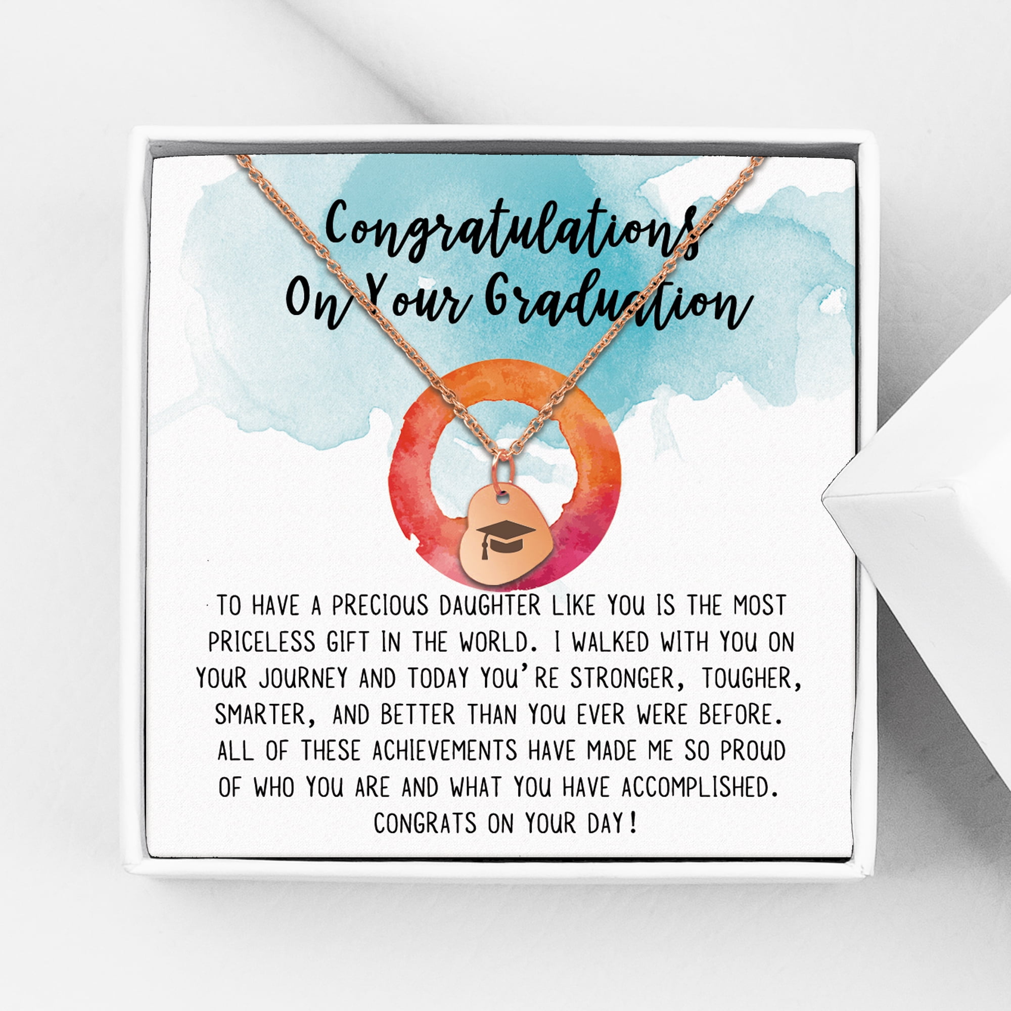 Anavia High School Graduation Gift Ideas - 2021 College Graduation Gift for Her - Congratulations On Your Graduation - Stainless Steel Heart  Bachelor Cap Necklace