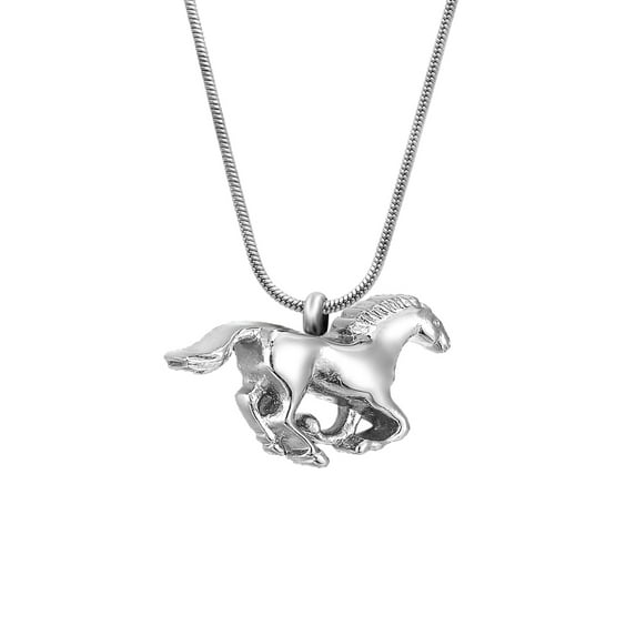 Anavia Horse Cremation Necklace Memorial Jewelr Urn Ashes Holder Stainless Steel Container with Free Funnel Kit and Velvet Jewelry Box