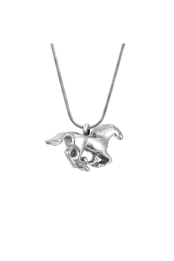 Horse Cremation Necklace Memorial Jewelr Urn Ashes Holder Stainless Steel Container with Free Funnel Kit and Velvet Jewelry Box