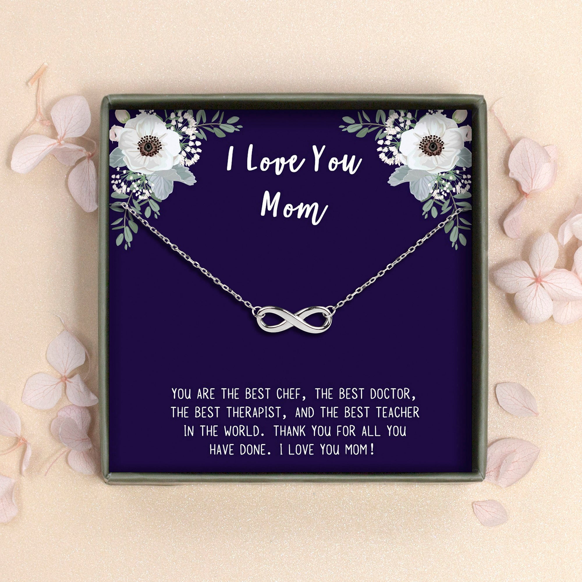 Anavia "I Love You Mom" Mother's Day 925 Sterling Silver Necklace With Gift Card, First Mother's Day Gift from Daughter, Gift for Mother Handmade Jewelry