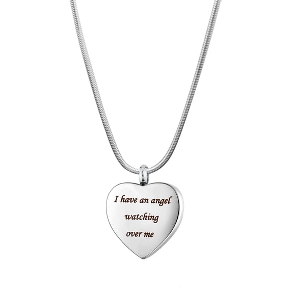 Anavia "I have an angel watching over me" Heart Cremation Urn Necklace For Ashes with Beautiful Velvet jewelry Box and Funnel Kit