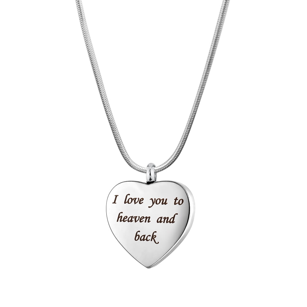 Anavia "I love you to heaven and back" Heart Cremation Urn Necklace For Ashes with Beautiful Velvet Jewelry Box and Funnel Kit
