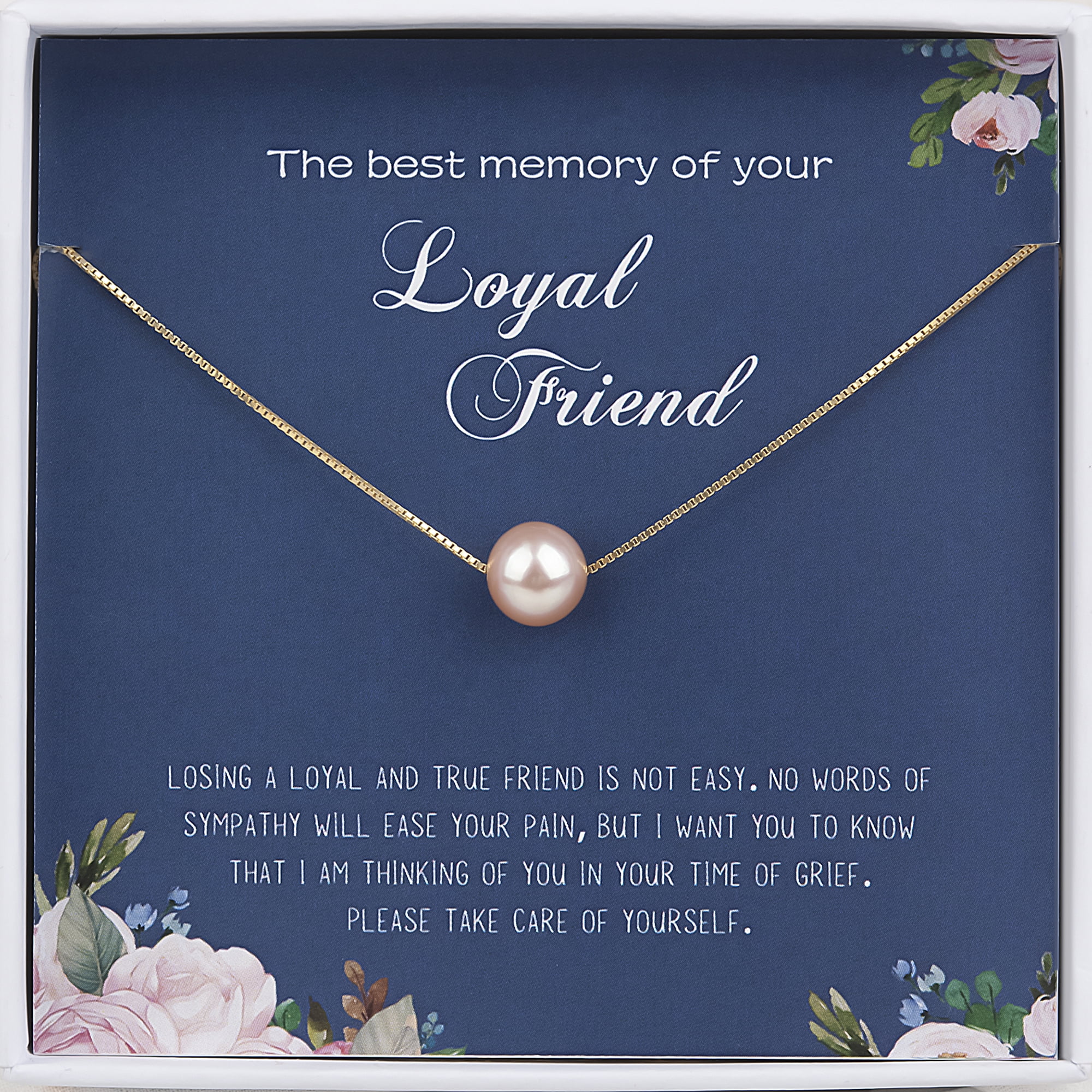 Anavia Loss of Loyal Friend Sympathy Gift, the Best Memorial of Your Pet Gift, Memorial Pet Card Gift, Loss Gift-[Pink Pearl + Gold Chain]