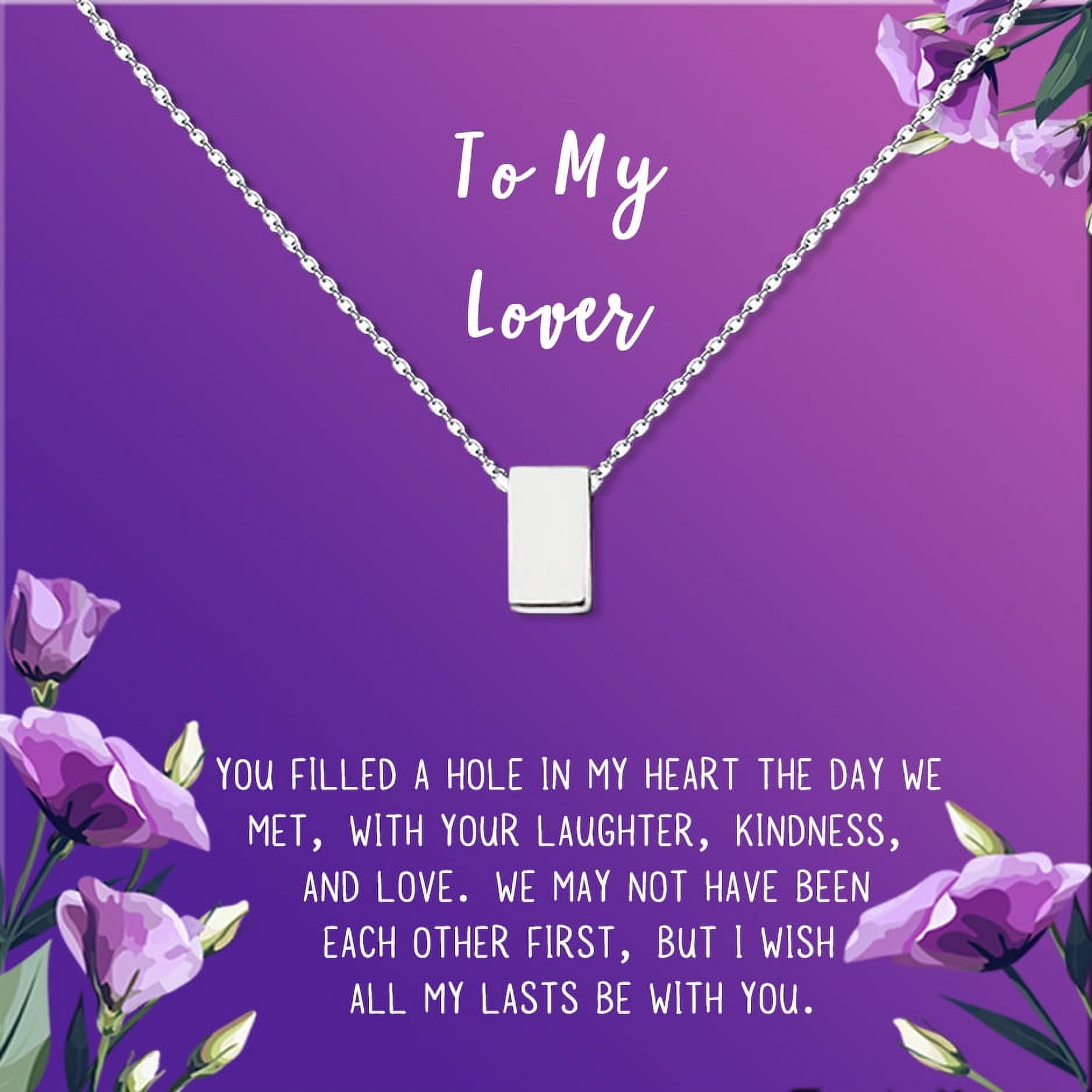 Anavia To My Lover Necklace Gift, Lover Birthday Gift, Mother's Day Gift, Proposal Gift, Card Gift for Girlfriend-[Silver Cube, Royal Purple Gift Card]