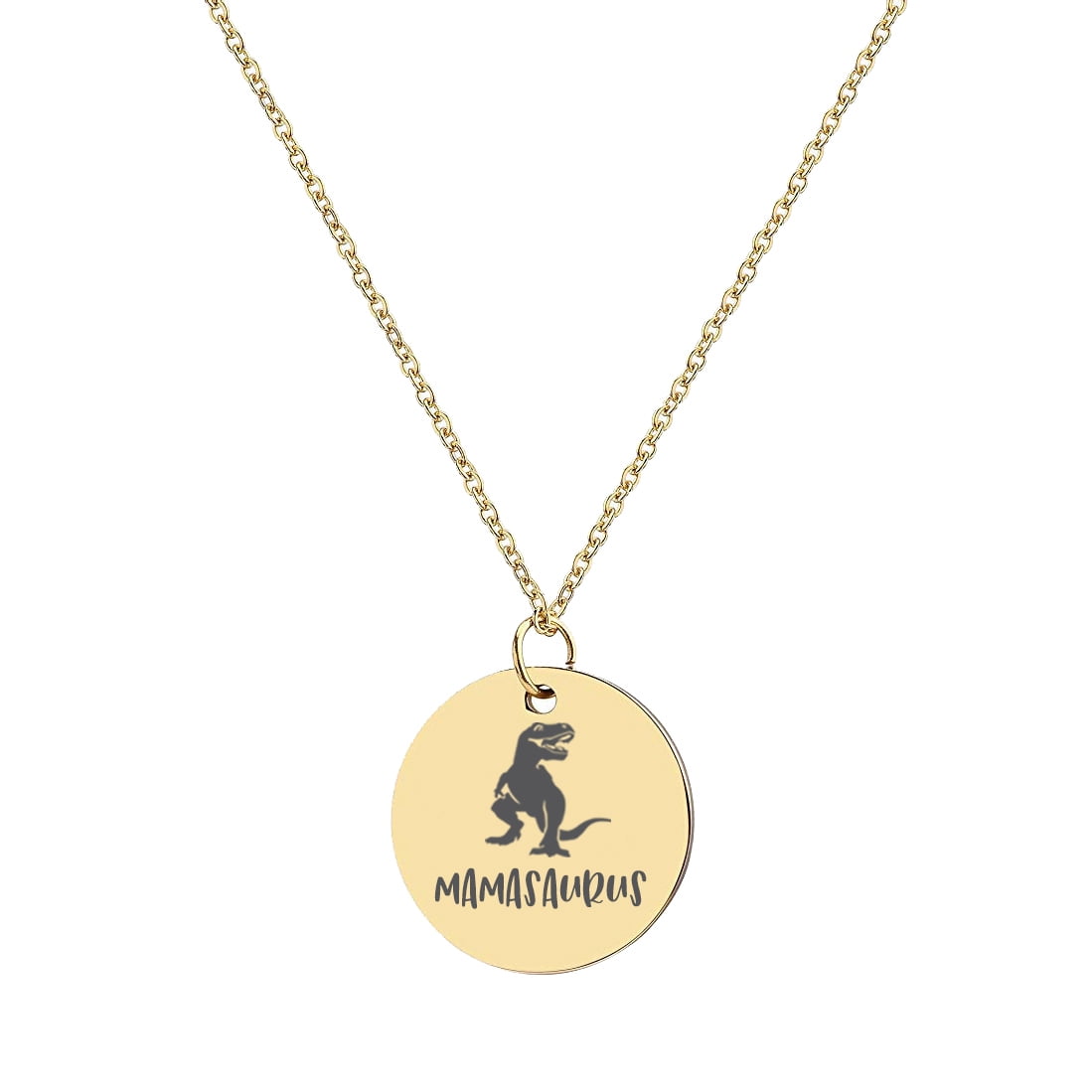 Anavia Mamasaurus High Polish Stainless Steel Fashion Necklace Jewelry Gift for Mom Grandma-[Gold Disc 18"]