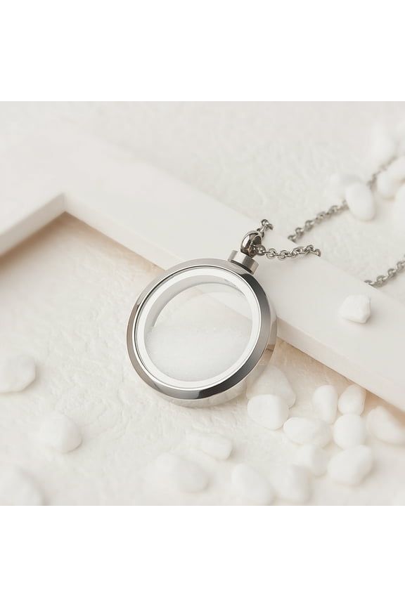 Memory Glass Locket Necklace, Memorial Necklace for Ashes, Glass Urn Locket,Memorial Jewelry for Hair or Dried Flower Locket