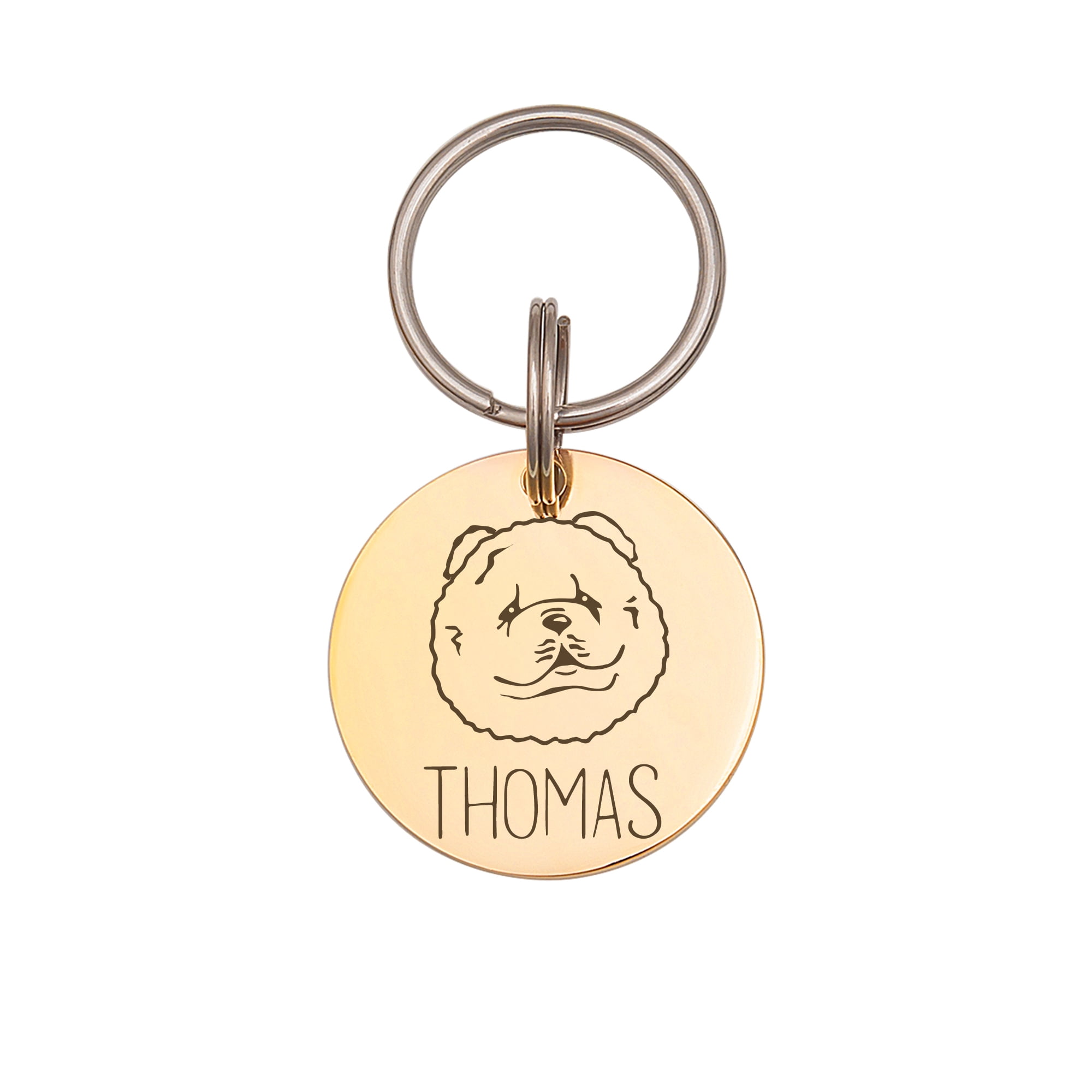 Anavia Metal & Stainless Round Funny Dog Face Birthday Holiday Christmas Engraved Dog ID Tag, Gold, M