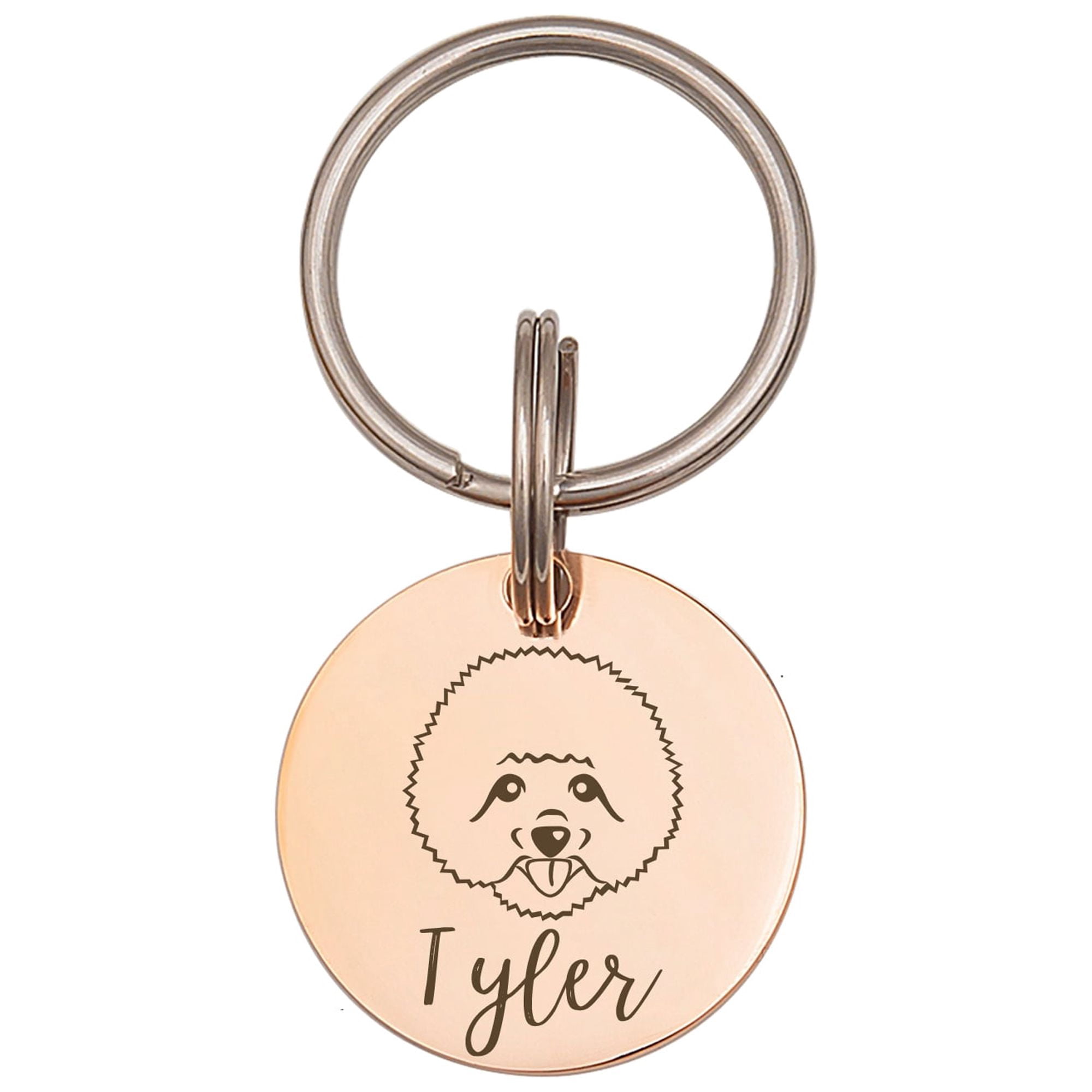 Anavia Metal & Stainless Round Funny Dog Face Birthday Holiday Christmas Engraved Dog ID Tag, Rose Gold, S