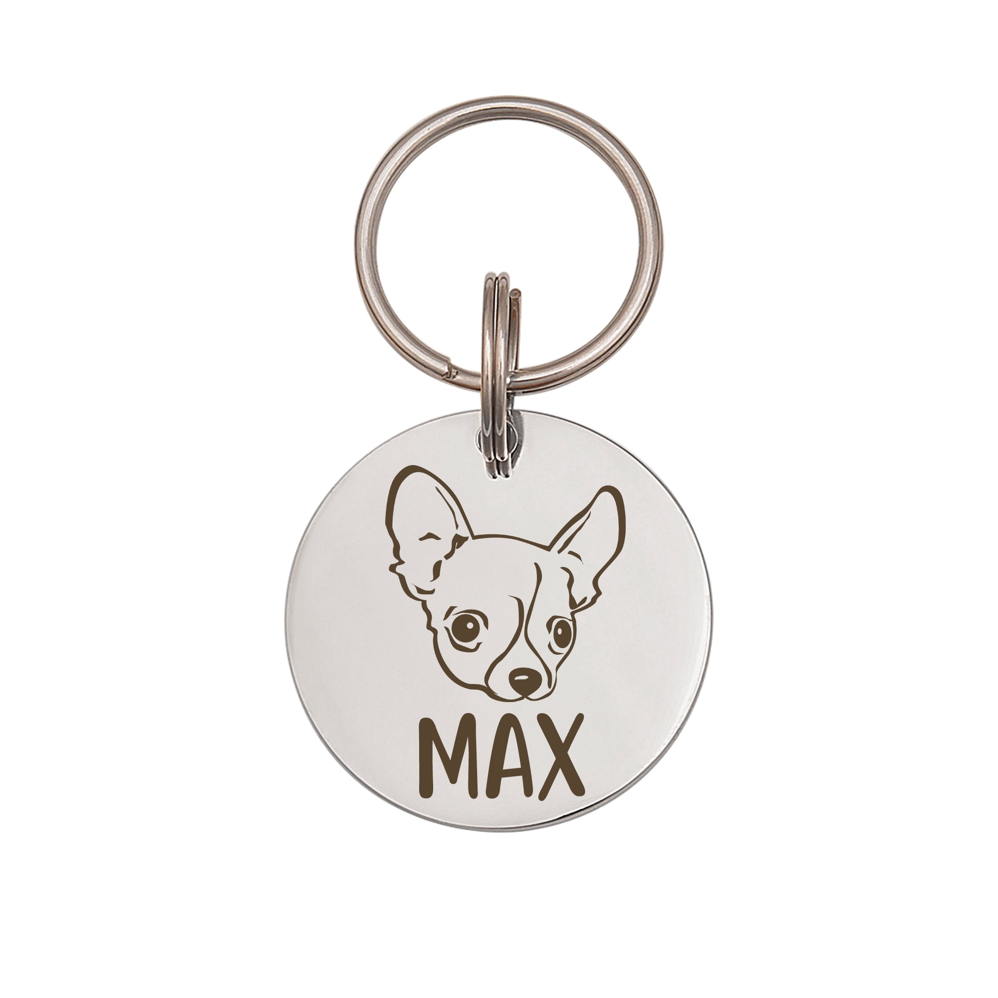 Anavia Metal & Stainless Round Funny Dog Face Birthday Holiday Christmas Engraved Dog ID Tag, Silver, L