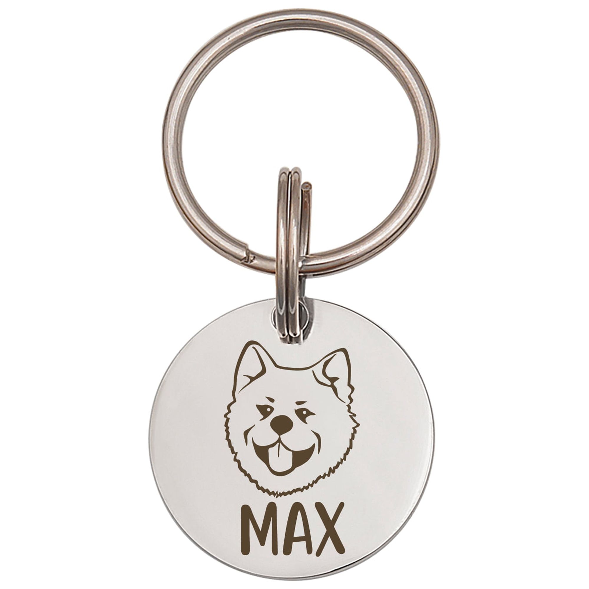 Anavia Metal & Stainless Round Funny Dog Face Birthday Holiday Christmas Engraved Dog ID Tag, Silver, S