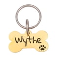 thumbnail image 1 of Anavia Metal & Stainless Steel Bone Name Tag with Funny Paw Icon Birthday Holiday Christmas Engraved Dog ID Tag, Gold, M, 1 of 2