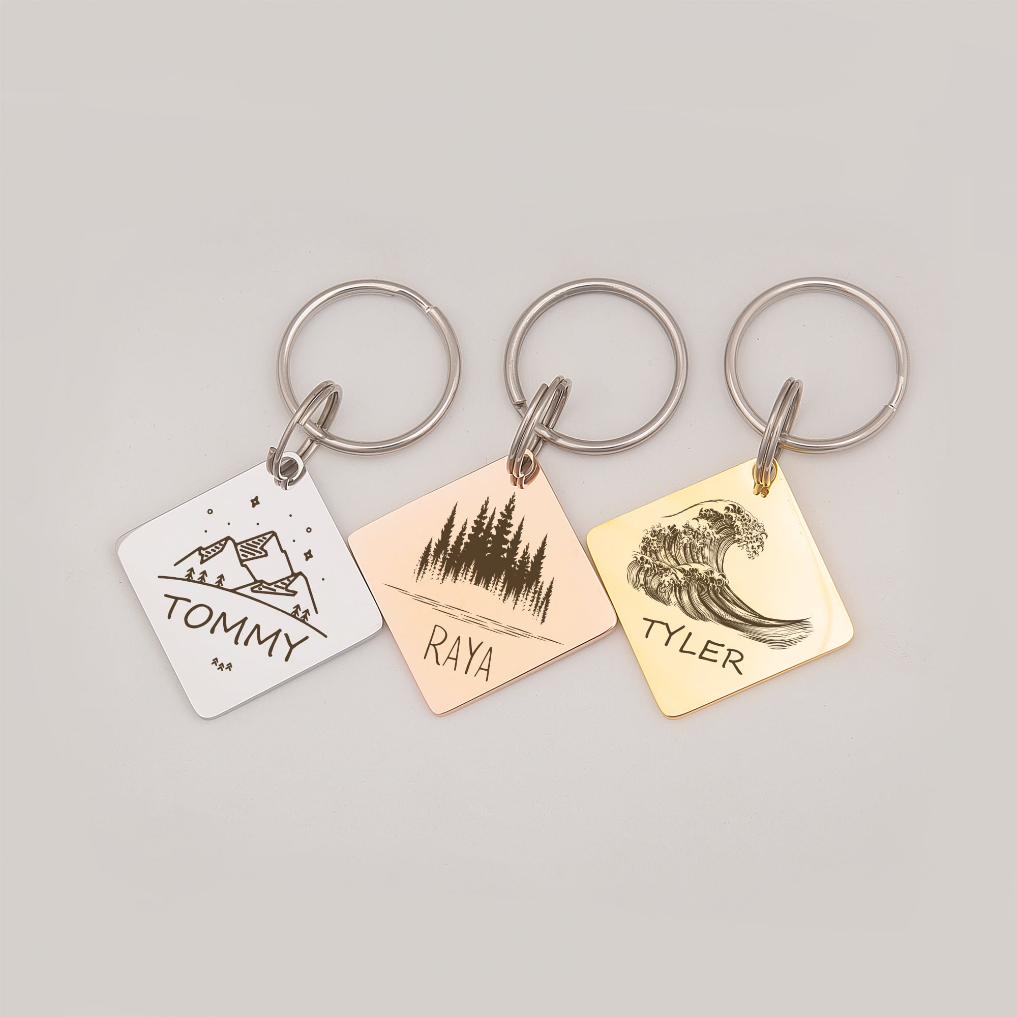 Anavia Metal Stainless Steel Diamond Name - Boarder Birthday Holiday Christmas Engraved Dog Cat ID Tag, Gold