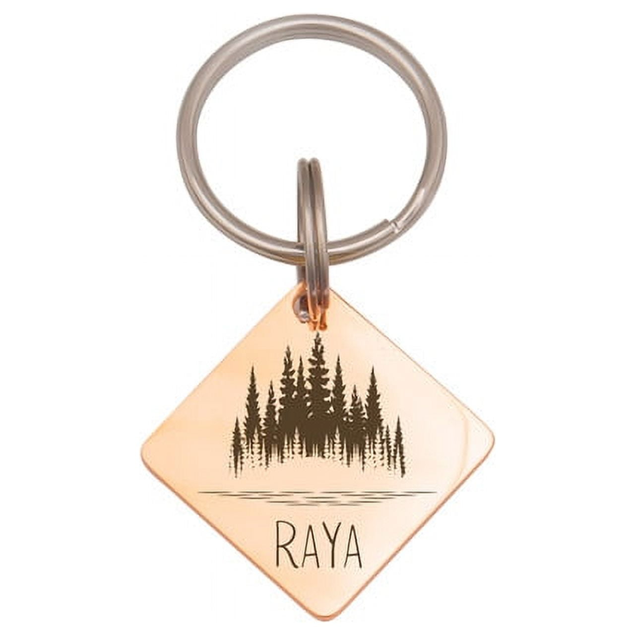 Anavia Metal Stainless Steel Diamond Name - Boarder Birthday Holiday Christmas Engraved Dog Cat ID Tag, Rose Gold