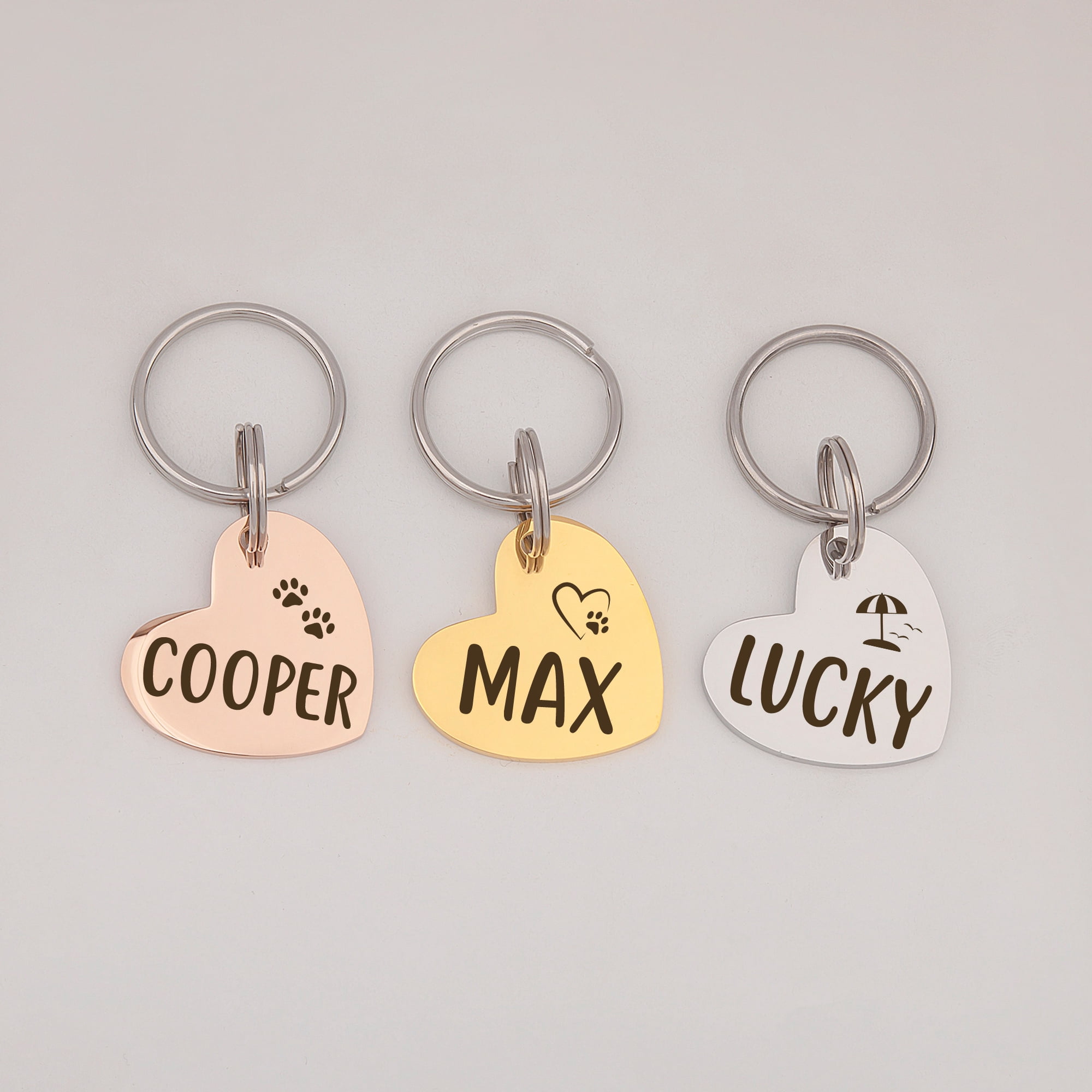 Anavia Metal & Stainless Steel Heart Cute Girl Engraved Dog ID Tag, Gold, L