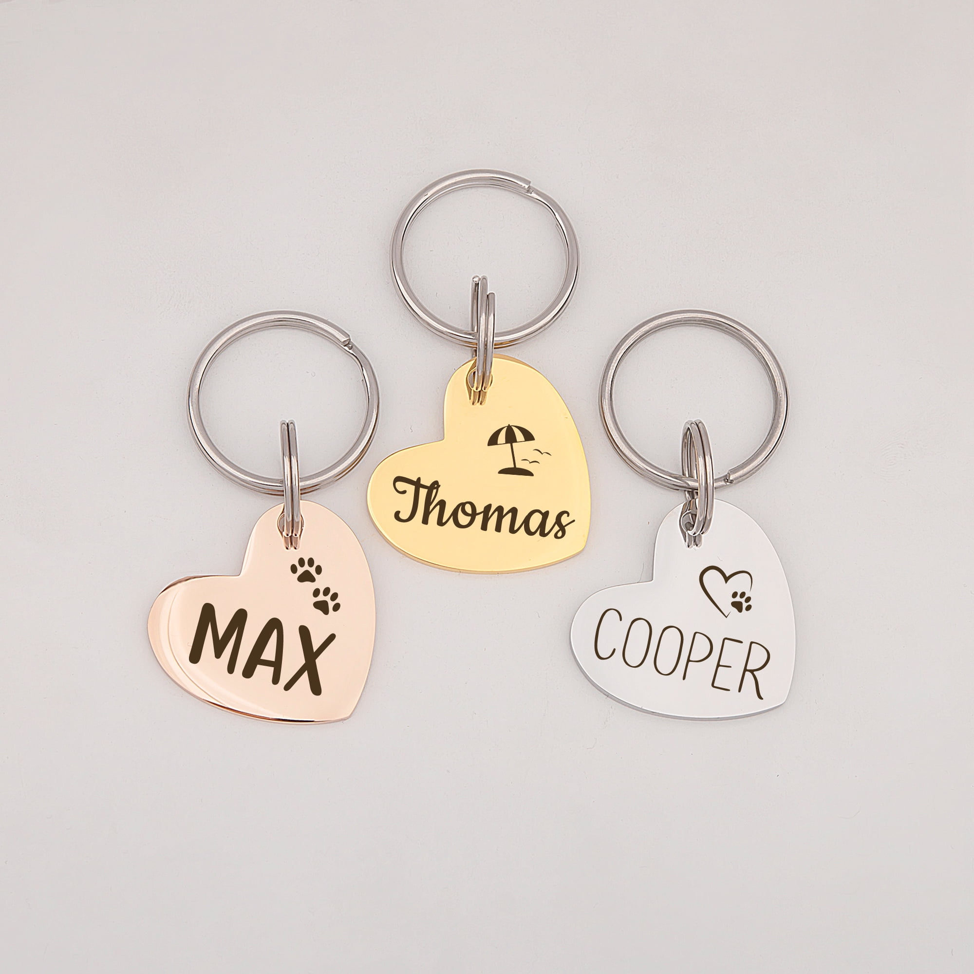 Anavia Metal & Stainless Steel Heart Cute Girl Engraved Dog ID Tag, Rose Gold, S