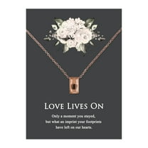 Anavia Mini Cube Cremation Jewelry Stainless Steel Keepsake Memorial Urn Necklace for Human with"Love Lives On" Comfort Card-[Rose Gold]