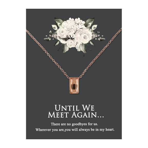 Anavia Mini Cube Cremation Jewelry Stainless Steel Keepsake Memorial Urn Necklace for Human with"Until We Meet Again" Comfort Card-[Rose Gold]