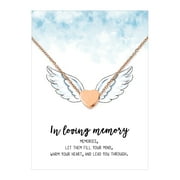 Anavia Mini Heart Cremation Jewelry Stainless Steel Keepsake Memorial Urn Necklace for Human with"In loving memory" Comfort Card-[Rose Gold]