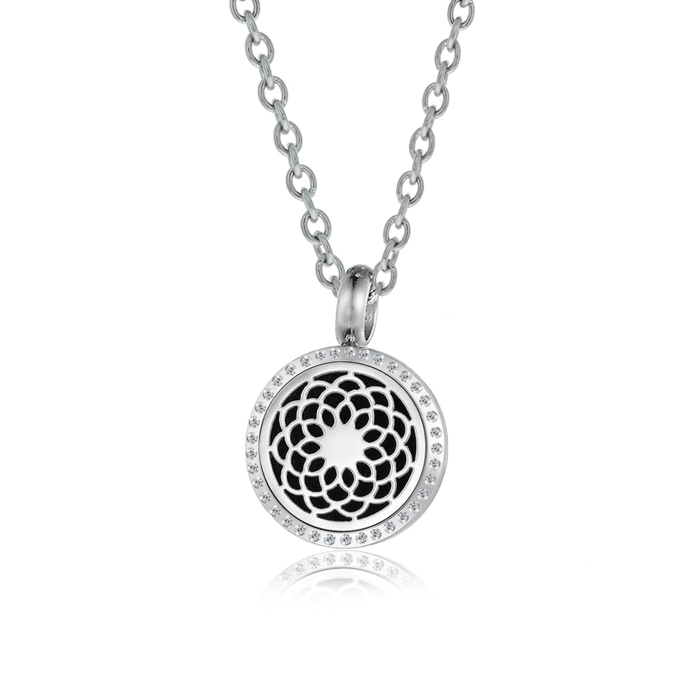 Anavia Mini Rhinestone Dream Catcher Aromatherapy Jewelry Essential Oil Necklace with Gift Box