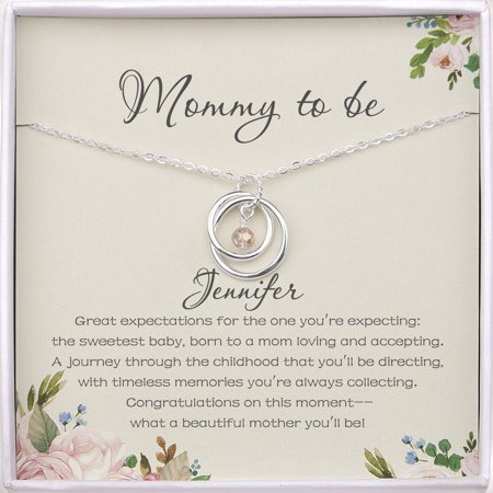 Anavia Mom To Be Gift, Pregnancy Gift for First Time Mom Gift for Friend, Custom 925 Sterling Silver Two Circles Necklace Gift for a Expecting Mom[Customize a name]