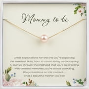 ANAVIA Mommy To Be Pearl Gift Necklace, G Pregnancy Gift for a Expecting Mom, Future Mom Gift-[Pink Pearl + Gold Chain]