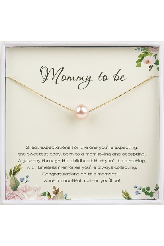 Mommy To Be Pearl Gift Necklace, G Pregnancy Gift for a Expecting Mom, Future Mom Gift-[Pink Pearl + Gold Chain]