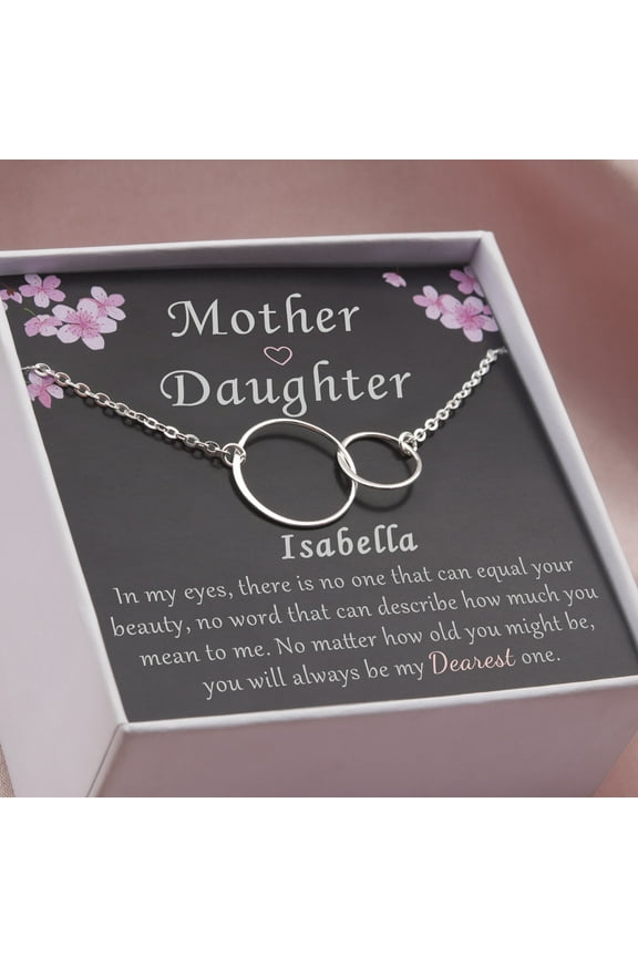 Mother-Daughter 925 Sterling Silver Necklace, Birthday Gift from Mom for Daughter, Mother-Daughter Necklace Gift Card -[Custom Name]