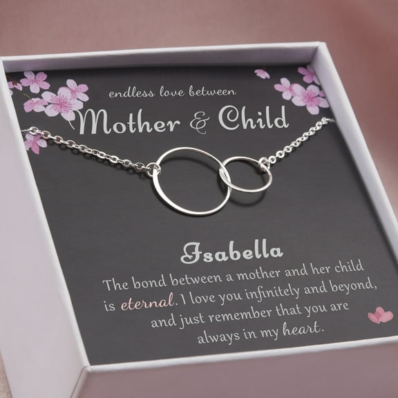 Anavia Mother and Child Necklace for Mothers Day Gift, Birthday Gift to Mom, 925 Sterling Silver Flat Circles Necklace -[Custom Name]