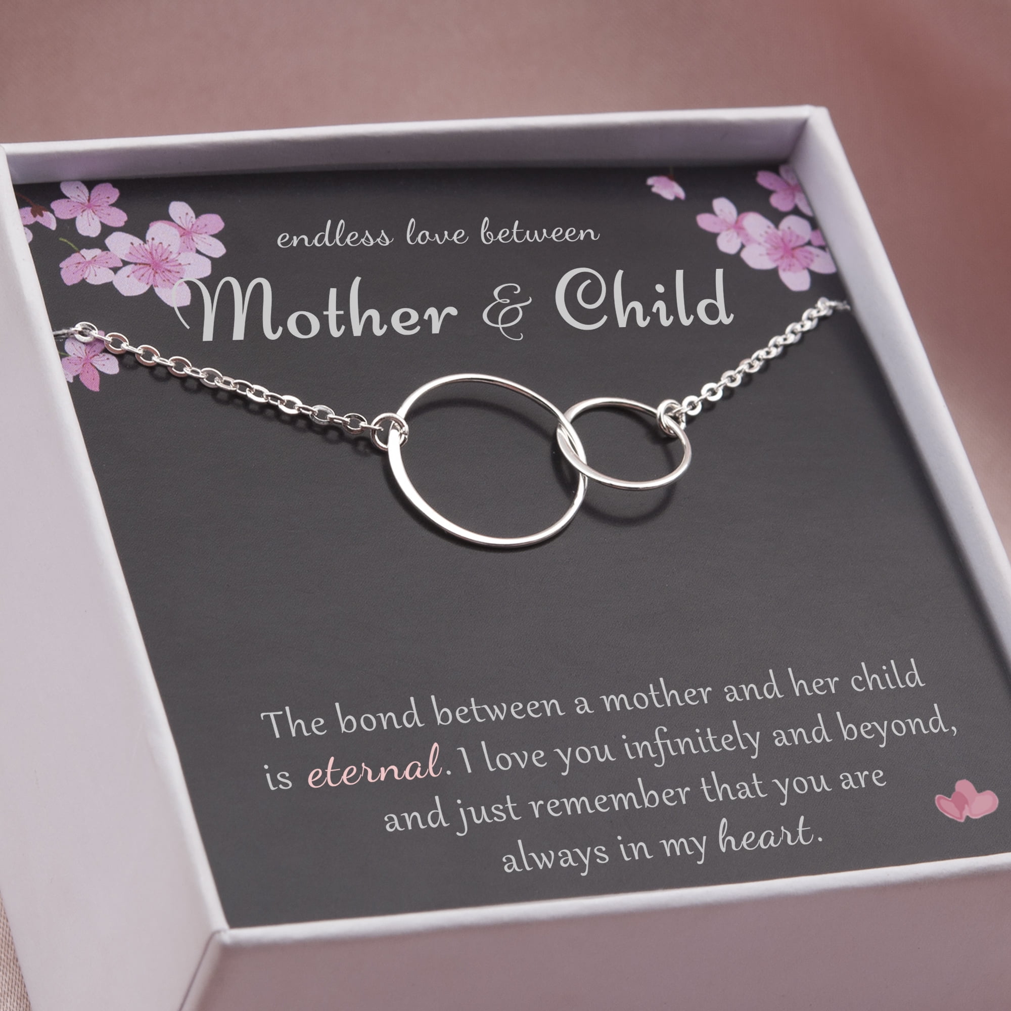 Anavia Mother and Child Necklace for Mothers Day Gift, Birthday Gift to Mom, 925 Sterling Silver Flat Circles Necklace