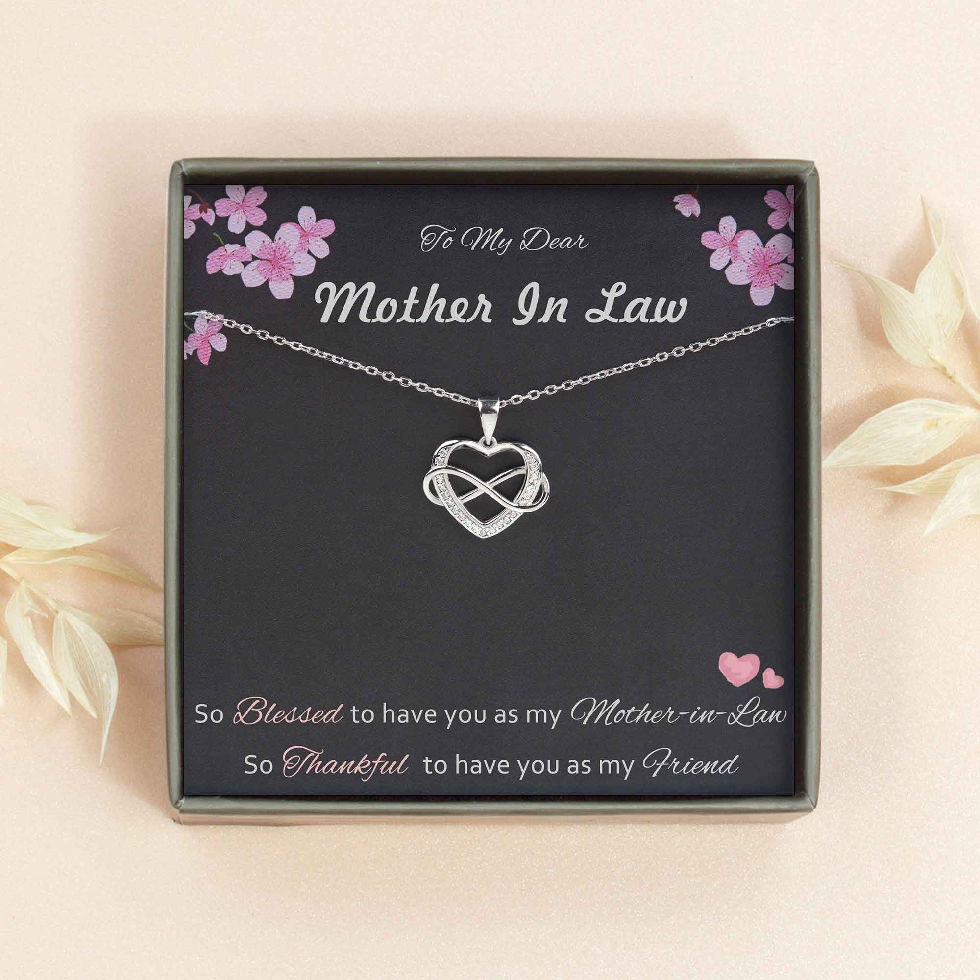 Anavia Mother in law Necklace Birthday Gift, 925 Sterling Silver Infinity with Heart Necklace Thank You Gift for Mother in Law