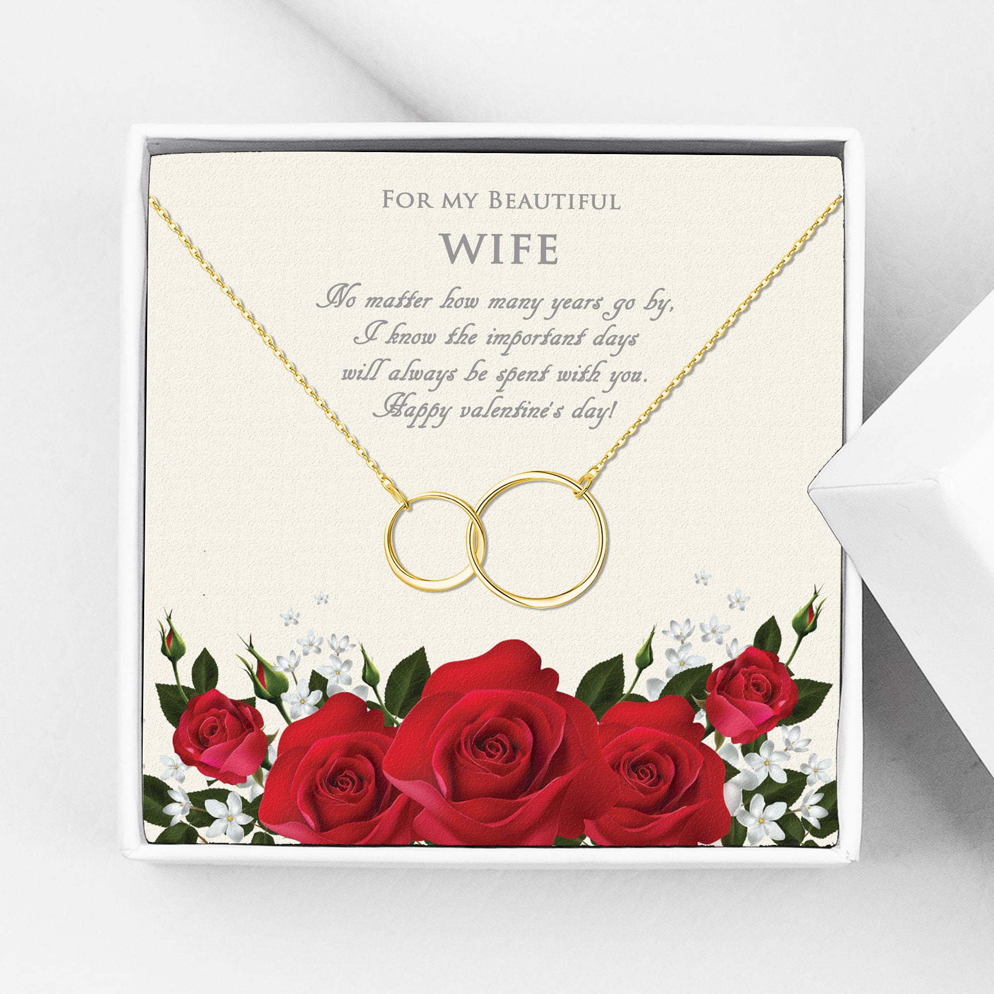 Anavia Mother's Day Gift for Wife, Wife Birthday Gift, Double Circle Necklace, Wife Necklace Gift, Anniversary Gift, Gift for Mom, Gifts for Wife- [Gold]