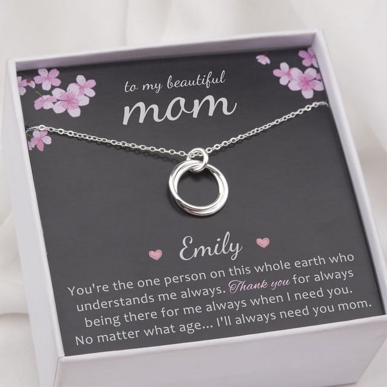 Anavia Mother's Day Gifts for Mom, to my beautiful Mom Card Gift 925 Sterling Silver Necklace, Birthday Gift for Mom -[Custom Card]