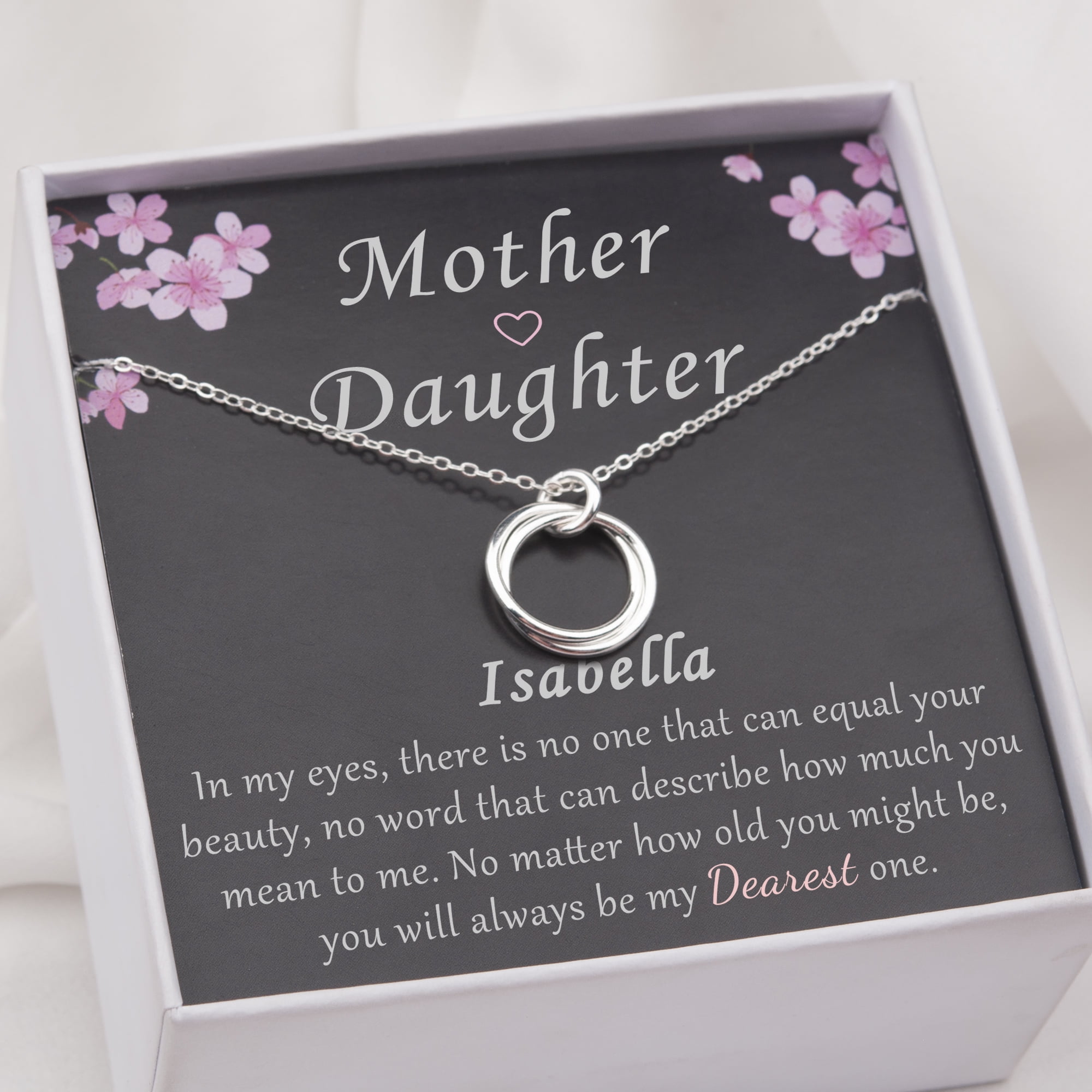 Anavia Mothers-Daughter Necklace, 925 Sterling Silver 2 Circles Necklace Gift for Mom，Mother's Day Gifts for Mom -[Custom Card]