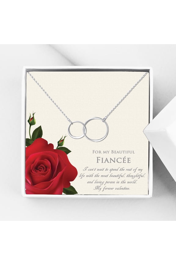 Mothers Day Gift for Fiancee, Gift for Mothers Day, Double Circle Necklace, Necklace for Fiancee , Engagement Gift, Anniversary Gift, Gift for Her- [Silver]