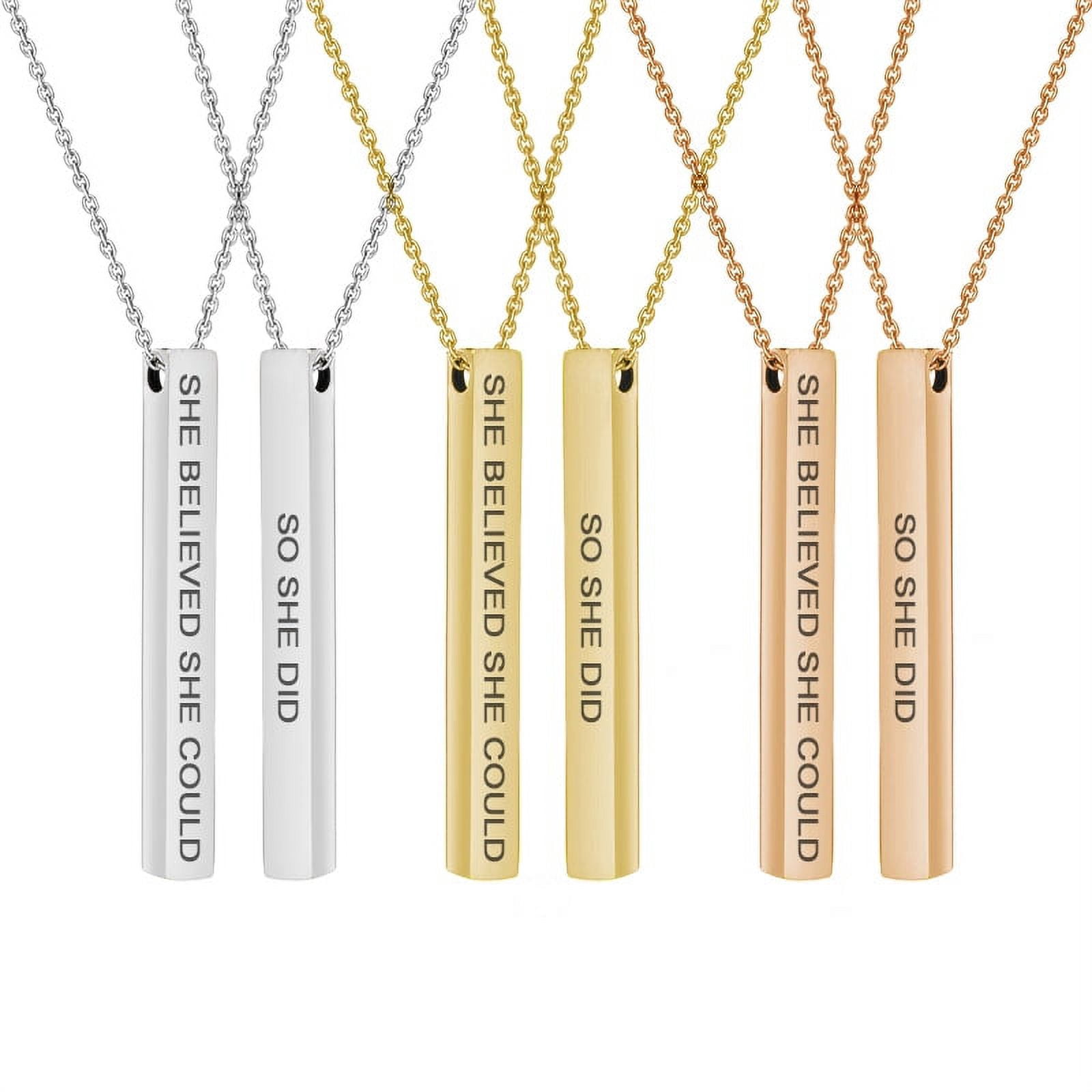 Anavia Motivational 4-Sides Bar Necklace Stainless Steel Mother's Day Gift for Her Inspirational Jewelry Gift for Her 18"Cable Chain with Gift Box