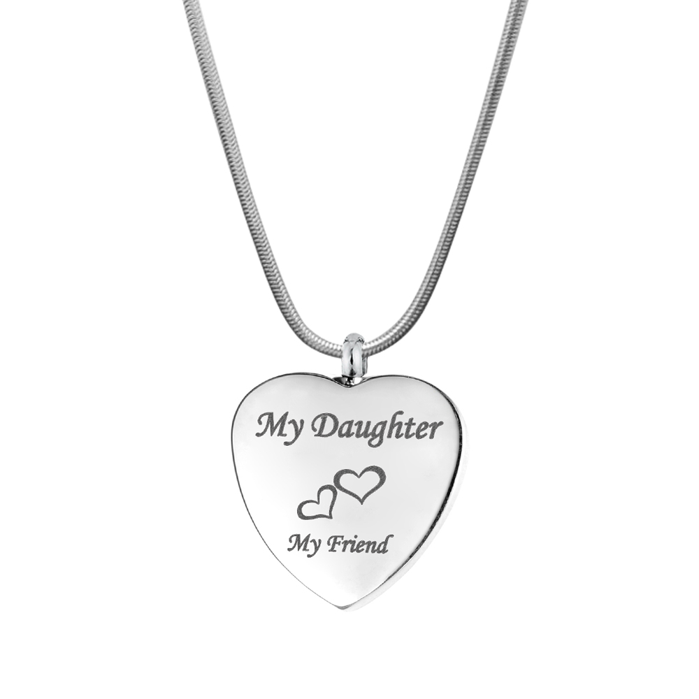 Anavia My Daughter My Friend Heart Cremation Urn For Human Ashes Necklace with Free Funnel Kit and Velvet Jewelry Box