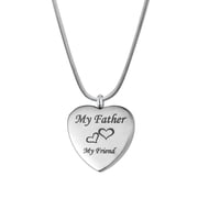 Anavia My Father My Friend Heart Cremation Urn For Human Ashes Necklace with Free Funnel Kit and Velvet Jewelry Box
