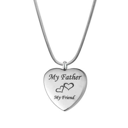 Anavia My Father My Friend Heart Cremation Urn For Human Ashes Necklace with Free Funnel Kit and Velvet Jewelry Box