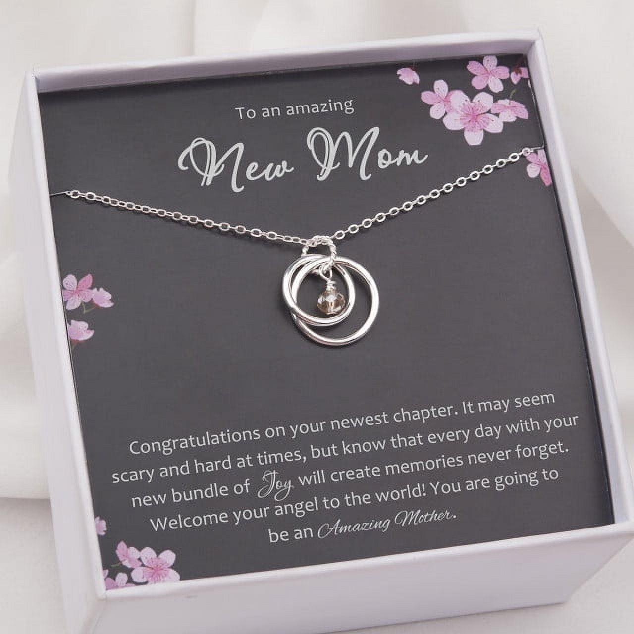 Anavia New Mom Necklace Gift Card，Baby Shower Gift, 925 Sterling Silver Necklace Gifts for a Mom to Be