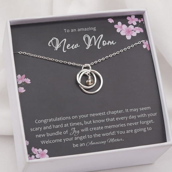 Anavia New Mom Necklace Gift Card,Baby Shower Gift, 925 Sterling Silver Necklace Gifts for a Mom to Be