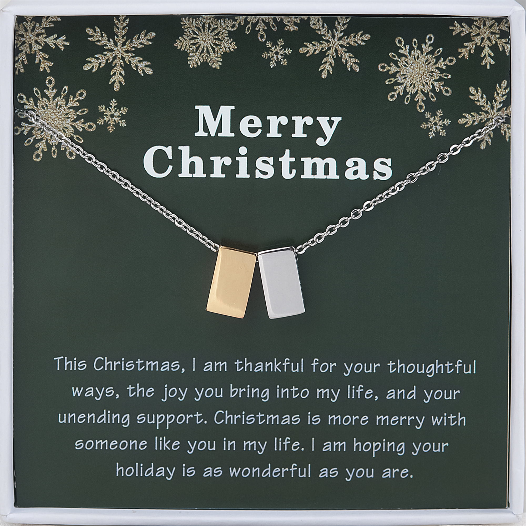 Anavia New Year Gift Necklace for BFF and Soul Sister, Christmas Gift for Long Distance Friendship Relationship-[Gold & Silver Cubes]