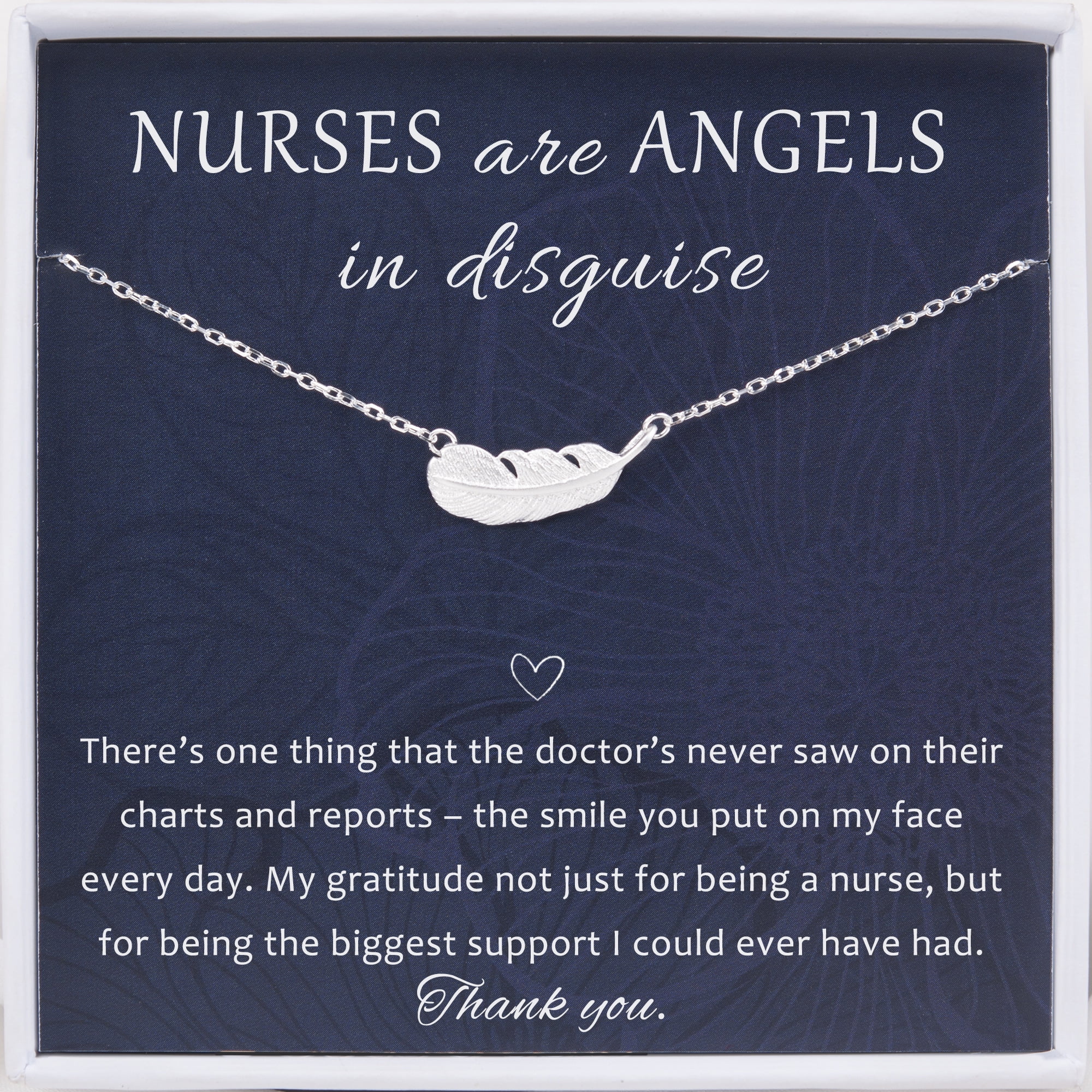 Anavia Nurse Gift Jewelry, Sterling Silver Feather Necklace Nurse Gift